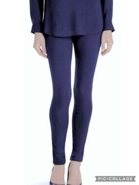 WHBM Leggings Blue Ponte Knit M Everyday Business Casual Stretch Travel Dressy